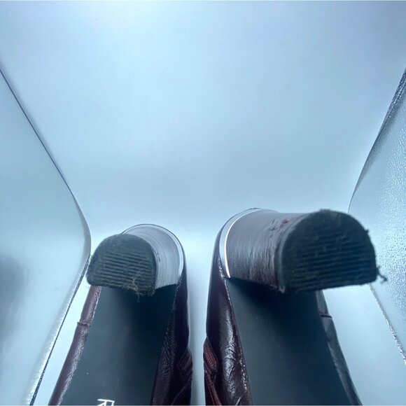 Burgundy Leather Ankle Boots With Silver Buckle & Pointed Toe - Picture 10 of 10